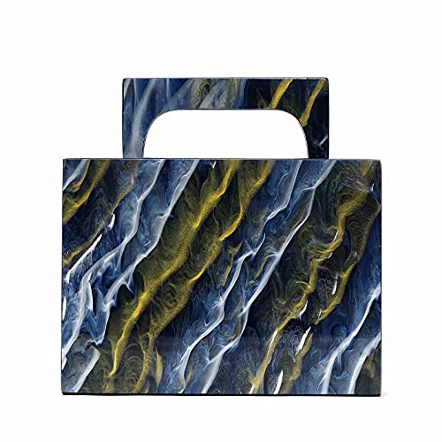 WuYangSto Acrylic Evening Bag,Marble Gold Blue Clutch Purses for Women Formal