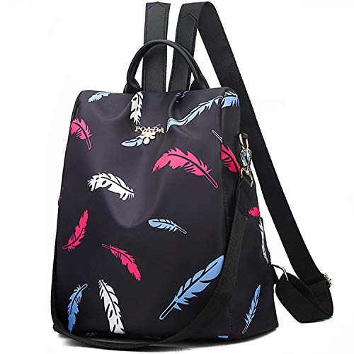 Women's Anti-theft Backpack Purse Small Daypack Schoolbag Girls Shoulder Bags (Colored Feather)