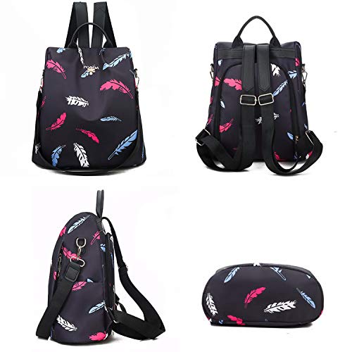 Women's Anti-theft Backpack Purse Small Daypack Schoolbag Girls Shoulder Bags (Colored Feather)