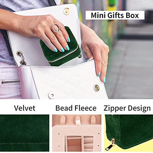 Travel Velvet Jewelry Box with Mirror, Mini Gifts Case for Women Girls, Small Portable Organizer Boxes for Rings Earrings Necklaces Bracelets