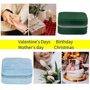 Travel Velvet Jewelry Box with Mirror, Mini Gifts Case for Women Girls, Small Portable Organizer Boxes for Rings Earrings Necklaces Bracelets