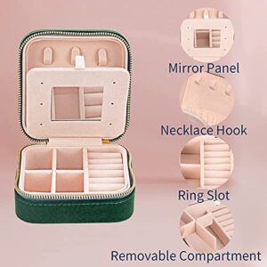 Travel Velvet Jewelry Box with Mirror, Mini Gifts Case for Women Girls, Small Portable Organizer Boxes for Rings Earrings Necklaces Bracelets