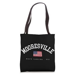mooresville nc retro american flag usa city name tote bag