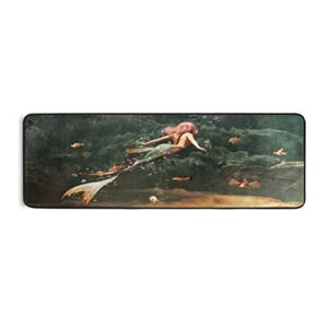 alaza fantasy mermaid in mythical sea runner area rug non slip floor mat for hallway entryway living room bedroom dorm home decor 72×24 inches