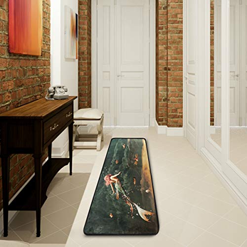 ALAZA Fantasy Mermaid in Mythical Sea Runner Area Rug Non Slip Floor Mat for Hallway Entryway Living Room Bedroom Dorm Home Decor 72x24 inches