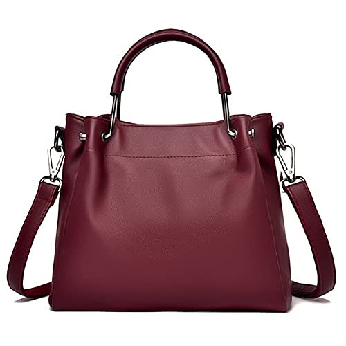 Chikencall Women Purses and Handbags Soft Leather Shoulder Bag Ladies Work Shopper Top Handle Satchels Tote Bag Burgundy