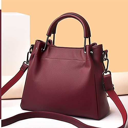 Chikencall Women Purses and Handbags Soft Leather Shoulder Bag Ladies Work Shopper Top Handle Satchels Tote Bag Burgundy