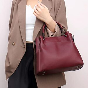 Chikencall Women Purses and Handbags Soft Leather Shoulder Bag Ladies Work Shopper Top Handle Satchels Tote Bag Burgundy