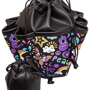 ABS Novelties Peace and Love Pattern 10 Pocket Tote Black