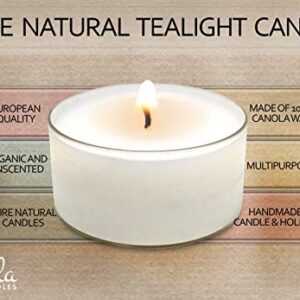 Hyoola Pure Jumbo Tealight Candles - 100% Natural Candles Non Toxic - 10 Hour XL Vegan Tea Lights Candles in Clear Cup - 8 Pack