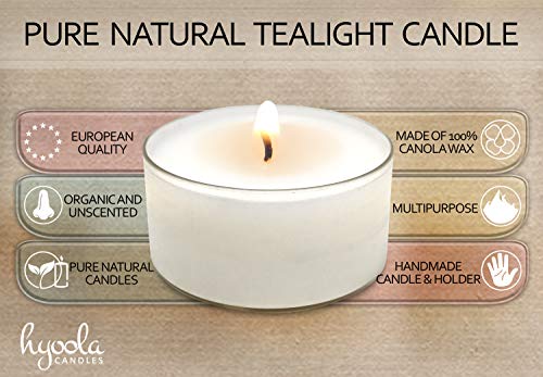 Hyoola Pure Jumbo Tealight Candles - 100% Natural Candles Non Toxic - 10 Hour XL Vegan Tea Lights Candles in Clear Cup - 8 Pack