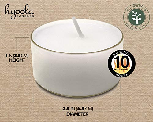 Hyoola Pure Jumbo Tealight Candles - 100% Natural Candles Non Toxic - 10 Hour XL Vegan Tea Lights Candles in Clear Cup - 8 Pack