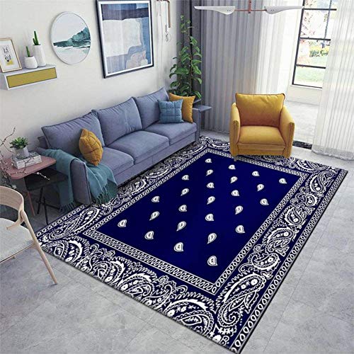 Bandana Blue Area Rugs Non-Slip Floor Mat Doormats Home Runner Rug Carpet for Bedroom Indoor Outdoor Kids Play Mat Nursery Throw Rugs Yoga Mat