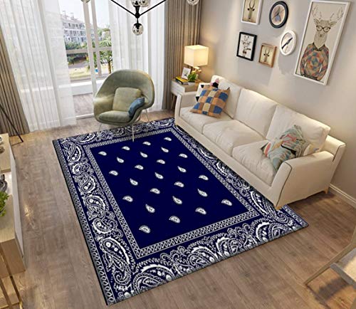 Bandana Blue Area Rugs Non-Slip Floor Mat Doormats Home Runner Rug Carpet for Bedroom Indoor Outdoor Kids Play Mat Nursery Throw Rugs Yoga Mat