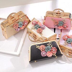 Flowers Evening Handbags and Clutches for Women Floral Clutch Purses Crossbody Bags Bridal Nude Clutch Wedding Party Bag White