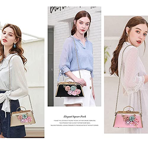 Flowers Evening Handbags and Clutches for Women Floral Clutch Purses Crossbody Bags Bridal Nude Clutch Wedding Party Bag White