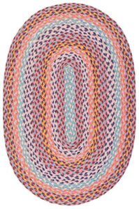 safavieh cape cod collection 5′ x 7′ oval pink / blue cap241u handmade braided jute area rug