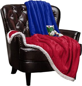 decorlovee sherpa fleece throw blanket for couch bedroom, haitian flag day flag shaggy cozy and soft blanket suitable for all season size 50″x 60″ tropical plants with green leaves trees