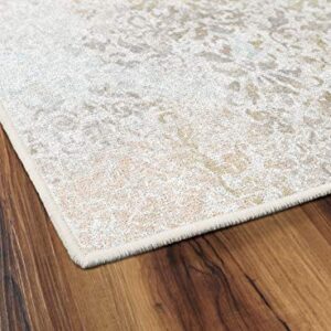 Brumlow MILLS Cordelia Antique Distressed Print Washable Indoor/Outdoor Area Rug for Living or Dining Room, Bedroom Carpet Rug and Kitchen Rugs, 30" x 46", Neutral