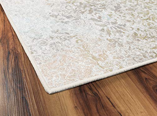 Brumlow MILLS Cordelia Antique Distressed Print Washable Indoor/Outdoor Area Rug for Living or Dining Room, Bedroom Carpet Rug and Kitchen Rugs, 30" x 46", Neutral