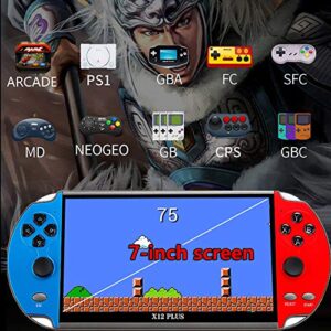 songlan-X12 Plus 7-inch HD Screen Handheld Portable MP5, 10000+ Free Games，Dual Joystick Nostalgic Arcade Video Game Machine 16GB ROM, Support GBC/GBA/NES/MD/SMC/SFC Games Children's Gifts
