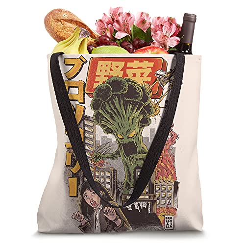 Broccozilla Broccoli Monster Japanese Kaiju Funny Broccoli Tote Bag