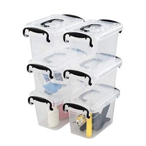 kiddream set of 6 clear plastic latching box, storage bin with lid, f