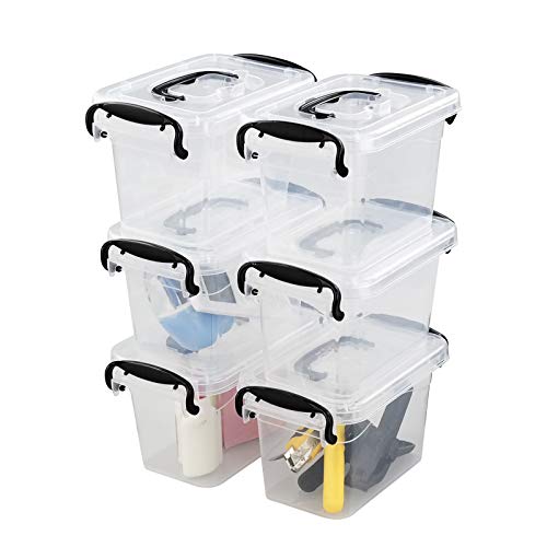 Kiddream Set of 6 Clear Plastic Latching Box, Storage Bin with Lid, F