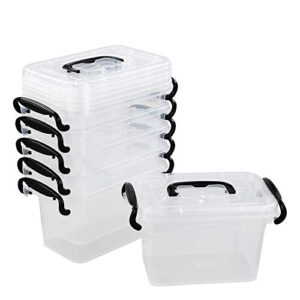 Kiddream Set of 6 Clear Plastic Latching Box, Storage Bin with Lid, F