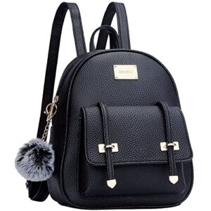 kkxiu women small backpack purse convertible leather mini daypacks crossbody shoulder bag for girls (z-black)