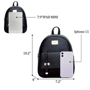 KKXIU Women Small Backpack Purse Convertible Leather Mini Daypacks Crossbody Shoulder Bag For Girls (Z-Black)