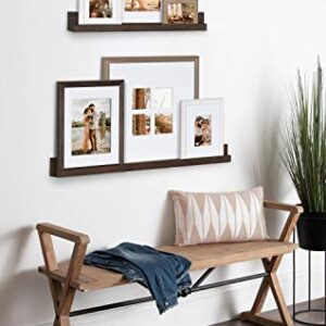 Kate and Laurel Bordeaux Farmhouse Gallery Floating Shelf and Wall Frame Kit, Set of 8, Multiple Finishes, Assorted Size Frames and Two Display Shelves