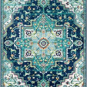 Artistic Weavers Wendy Vintage Medallion Area Rug,6'7" x 9'6",Teal/Dark Blue