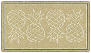 brumlow mills pineapple fruit home decor area rug for kitchen, dining, living room, bedroom or doorway mat, 20″ x 34″, neutral