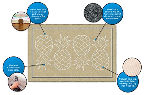 Brumlow MILLS Pineapple Fruit Home Decor Area Rug for Kitchen, Dining, Living Room, Bedroom or Doorway Mat, 20" x 34", Neutral