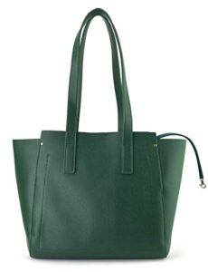 women tote multiple pockets organized shoulder handbag for work and weekend, office lady leather bag (green)