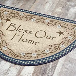 Brumlow MILLS Bless Our Home Berry Blossoms Floral Welcome Door Mat for Entryway, Kitchen, or Home Décor Area Rug, 19" x 31", Blue