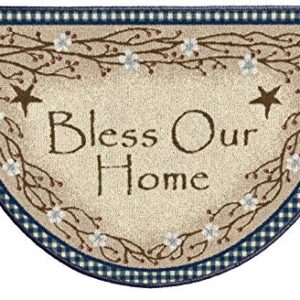 Brumlow MILLS Bless Our Home Berry Blossoms Floral Welcome Door Mat for Entryway, Kitchen, or Home Décor Area Rug, 19" x 31", Blue