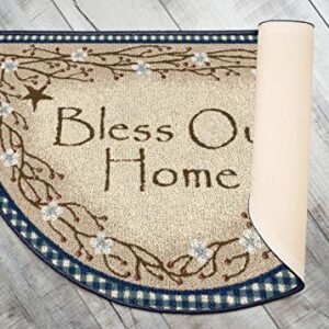 Brumlow MILLS Bless Our Home Berry Blossoms Floral Welcome Door Mat for Entryway, Kitchen, or Home Décor Area Rug, 19" x 31", Blue