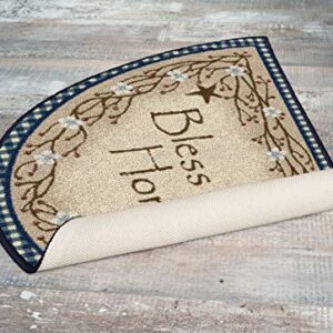 Brumlow MILLS Bless Our Home Berry Blossoms Floral Welcome Door Mat for Entryway, Kitchen, or Home Décor Area Rug, 19" x 31", Blue