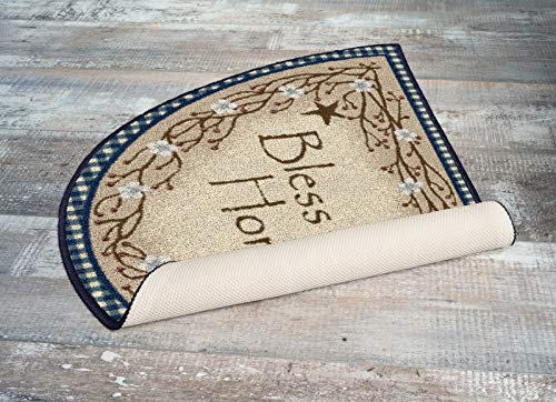 Brumlow MILLS Bless Our Home Berry Blossoms Floral Welcome Door Mat for Entryway, Kitchen, or Home Décor Area Rug, 19" x 31", Blue