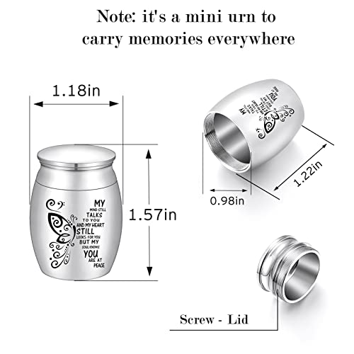 1.57 Inches Small Keepsake Urn for Human Ashes Butterfly Mini Urn Stainless Steel Ashes Holder Small Ash Urn