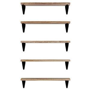 Wallniture Arras Floating Shelves for Wall, 17"x 4.5" Rustic Bookshelf for Living Room Decor, Bookshelves for Home Office, Burned Finish Storage Shelf Set of 5