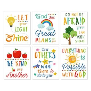 hlniuc colorful rainbow art print,kids inspirational quote canvas posters set of 6(8”x10”, unframed),be kind bible verse wall art for children’ s classroom,sunday school decor.