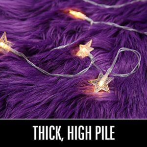 HOMORE Soft Fluffy Faux Fur Area Rug for Bedroom Living Room, Extra Comfy and Fuzzy Rugs, Washable Plush Carpet for Bed Home Decor, 3x5 Feet Purple