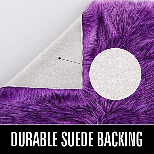 HOMORE Soft Fluffy Faux Fur Area Rug for Bedroom Living Room, Extra Comfy and Fuzzy Rugs, Washable Plush Carpet for Bed Home Decor, 3x5 Feet Purple