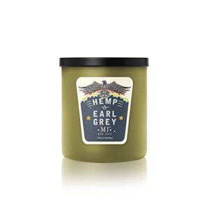 manly indulgence hemp & earl grey scented jar candle, all american collection, 2 wick, green, 15 oz – up to 60 hours burn