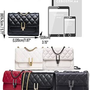 YXBQueen Chain Purse Quilted Handbags for Women Crossbody Bags Quilted Chain Crossbody Bag White