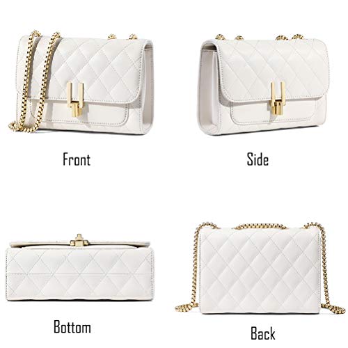 YXBQueen Chain Purse Quilted Handbags for Women Crossbody Bags Quilted Chain Crossbody Bag White