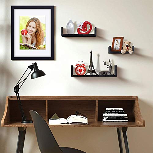 RR ROUND RICH DESIGN Solid Wood Floating Shelves for Bedroom Bathroom or Livingroom Wall Mounted Shelf Black